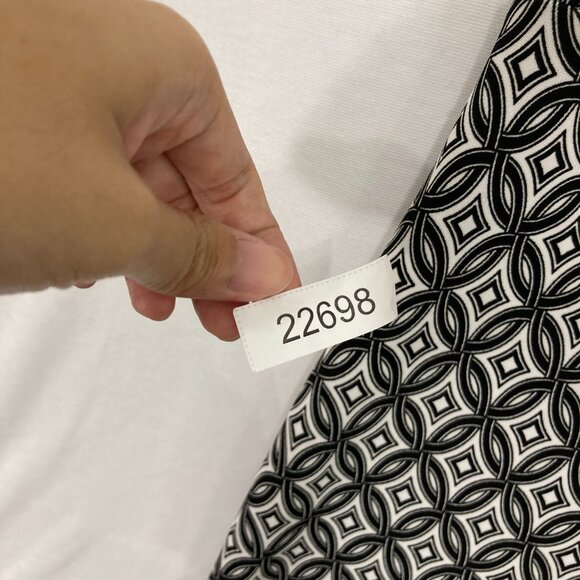 Talbots 3X Black White Geometric Print Ruched Sleeveless Stretch Dress Office - Picture 10 of 10